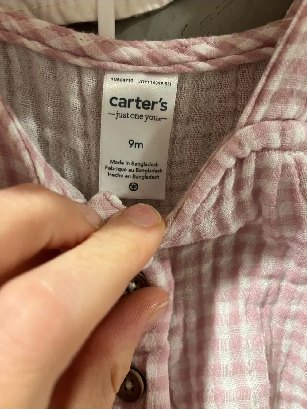 Carter's Pink Gingham Ruffle Sunsuit with Matching Sun Hat